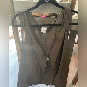 Oh My Gauze Sheer Brown Sleeveless Top